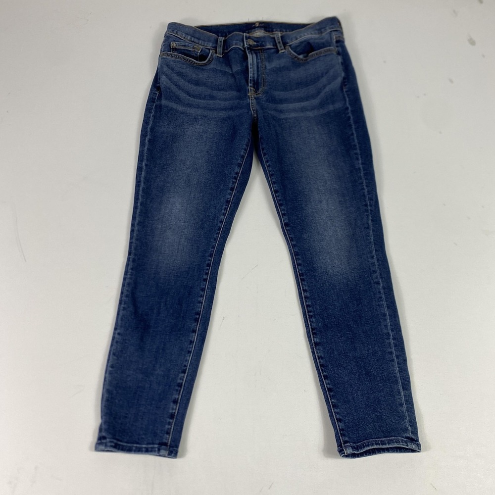 7 For All‎ Mankind Jeans Womens 31 Blue Medium Wash Slim Skinny Denim Casual